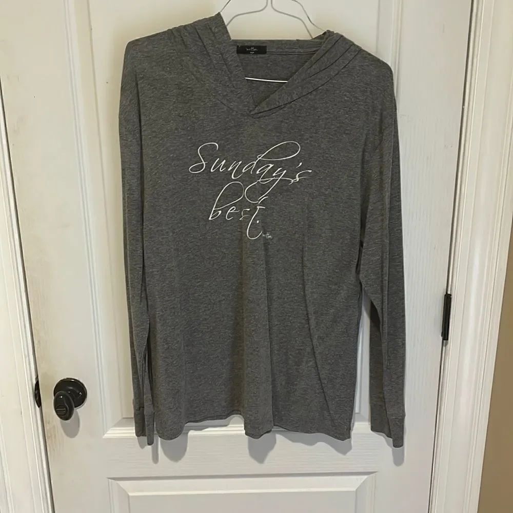 New Written "Sunday's Best" Gray Hoodie Long Sleeve T-shirt